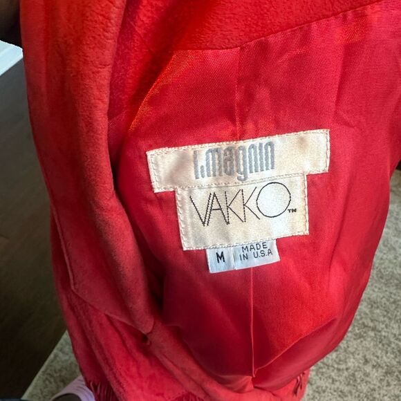 I. Magnin Vakko Vintage Red Suede Fringed Western Jacket M - Picture 9 of 9
